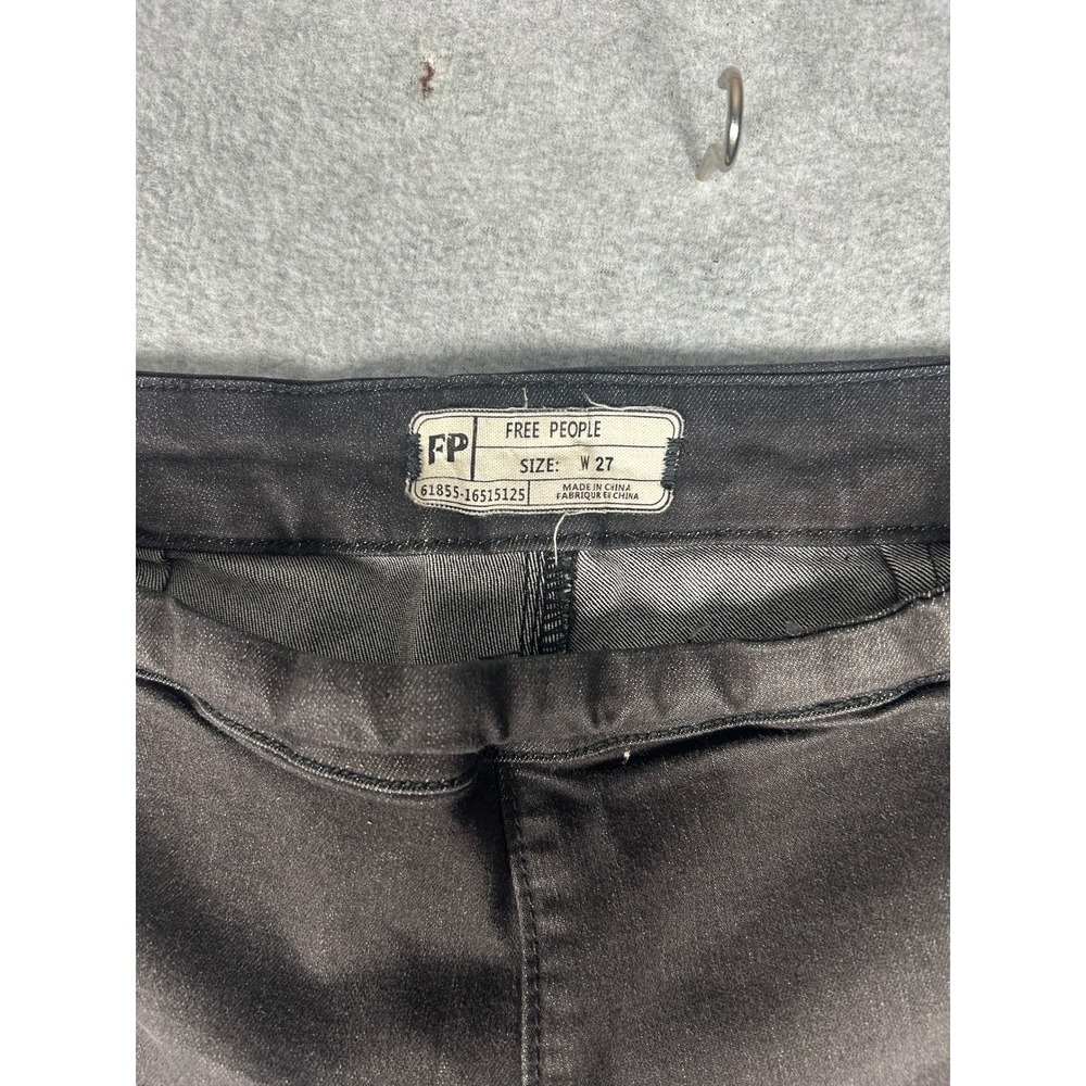 Free People Pants Split Hem Size 27 Black Slim Fit Streetwear - Picture 2 of 7